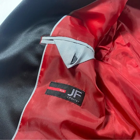 JF J.Ferrar Red and Black Tuxedo Jacket Christmas New year party - Picture 2 of 11